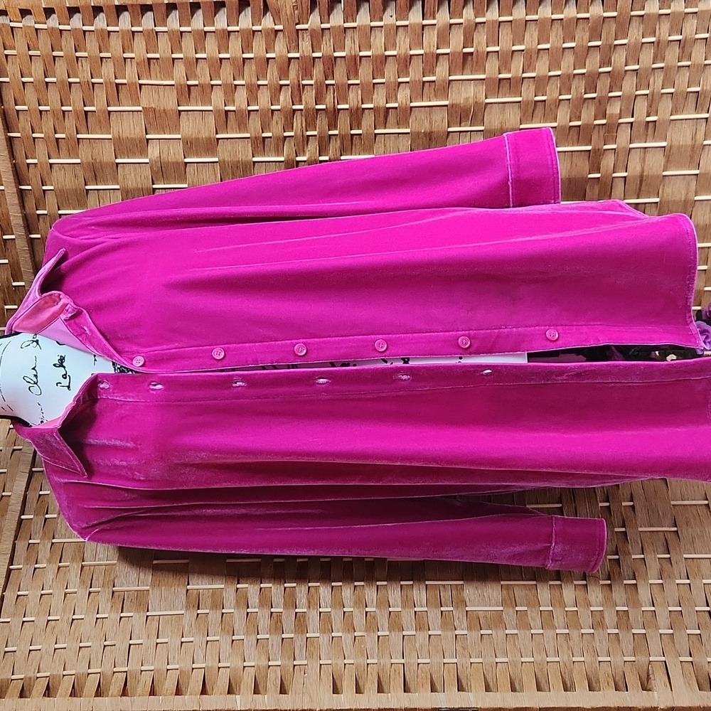 SOFT SURROUNDINGS, Women's Velvet-Like Material, Fall, Hot Pink Oversize Shirt